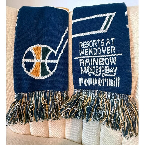 2 matching Utah JAZZ scarves NBA scarf 6.5 x 52" fringed basketball green yellow - Picture 2 of 4